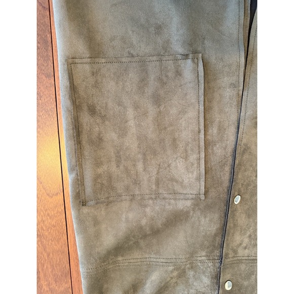 Zara Faux Suede Jacket Women's Size Small Olive Brown Snap Front WB Collection - Picture 7 of 10